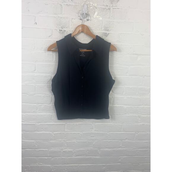 Torrid Women's Super Soft Rib Knit Button-Up Tank Top Sleeveless In Black Size 1 - Picture 1 of 5